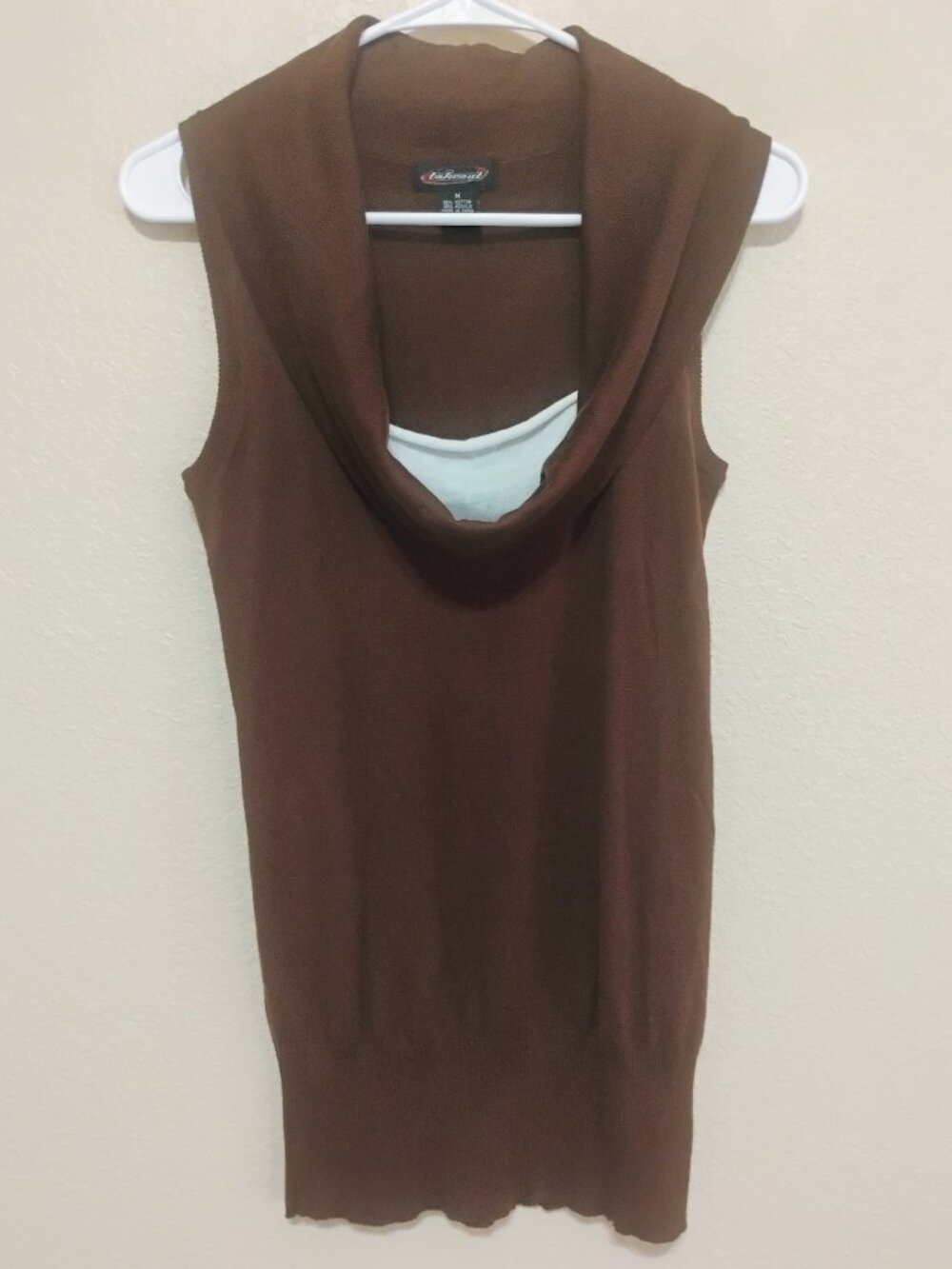 Takeout Brown Cowl Neck Sleeveless Sweater Dress Medium